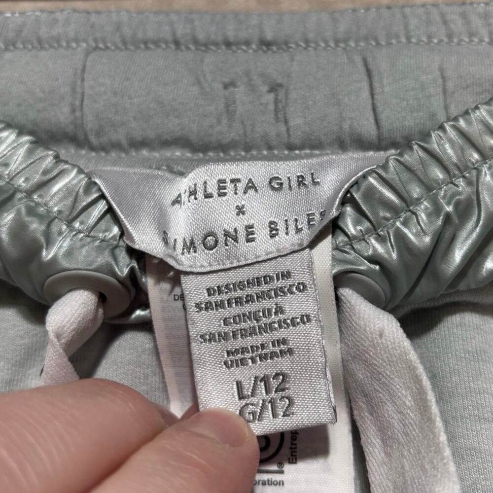 Athleta Girl x Simone Biles L 12 Shine Skort Shorts Athletic Soft Grey Mint - Picture 4 of 7